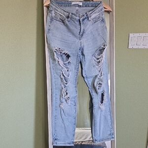 Judy Blue Light Blue Distressed Straight Leg Jeans